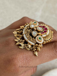 Ruby Green Kashmiri Kundan Ring