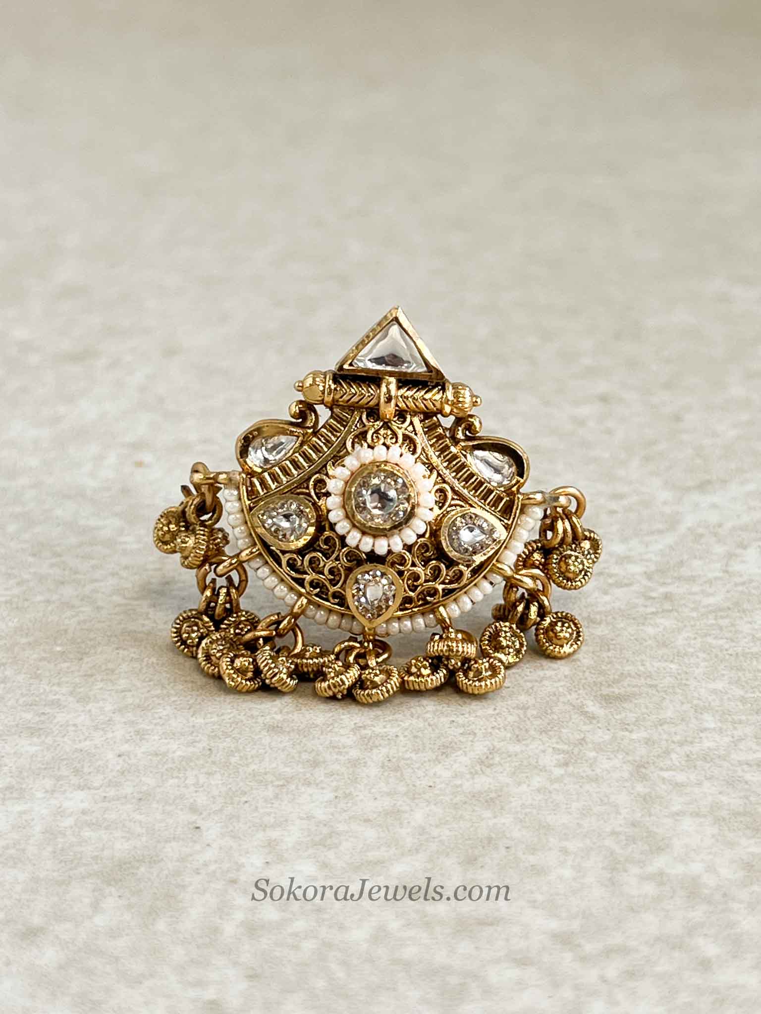 Gold Triangle Kundan Kashmiri Ring