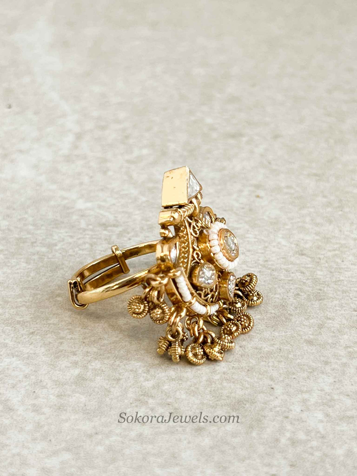 Gold Triangle Kundan Kashmiri Ring