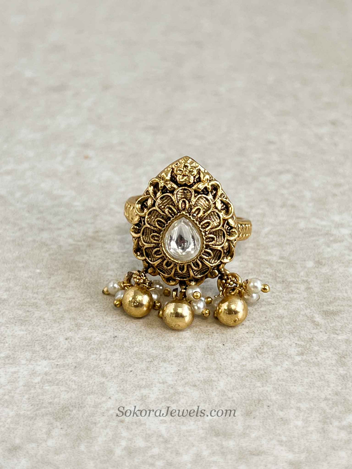 Small Kashmiri Floral Kundan Ring