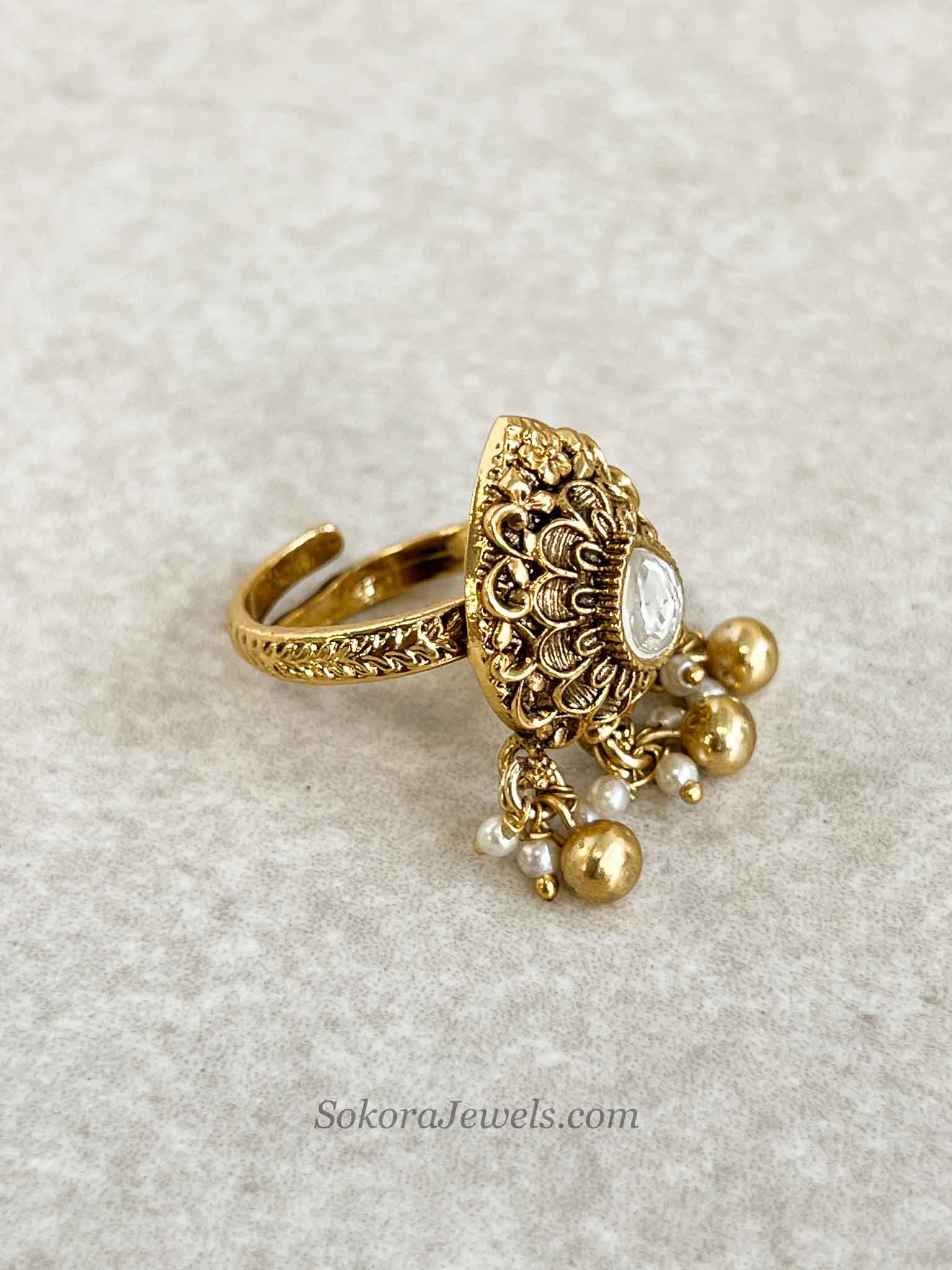 Small Kashmiri Floral Kundan Ring