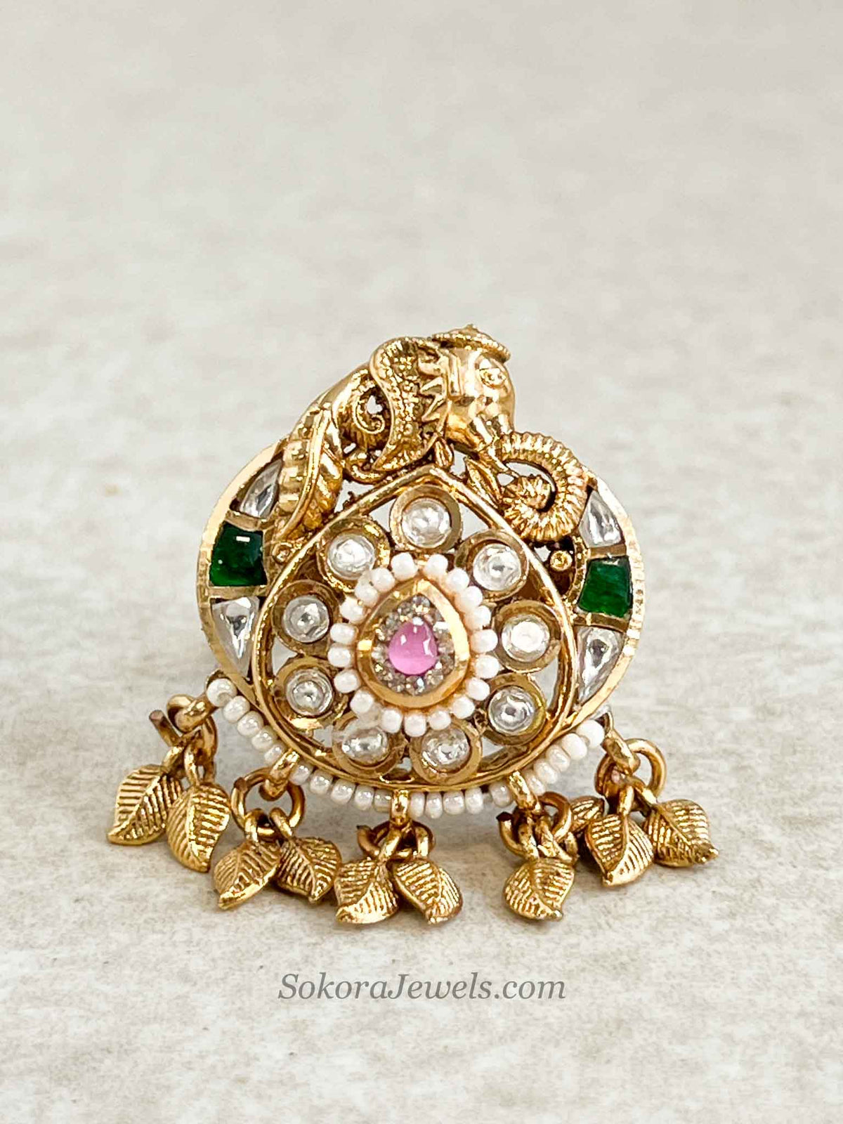 Elephant Kashmiri Kundan Ring