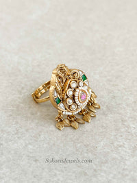 Elephant Kashmiri Kundan Ring