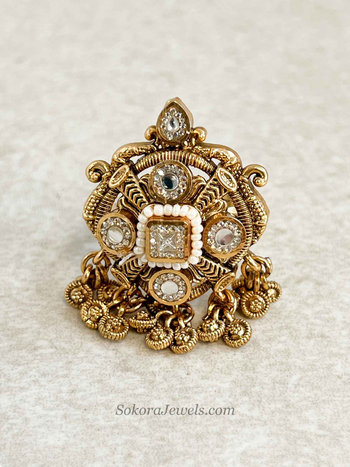 Gold Kundan Kashmiri Ring