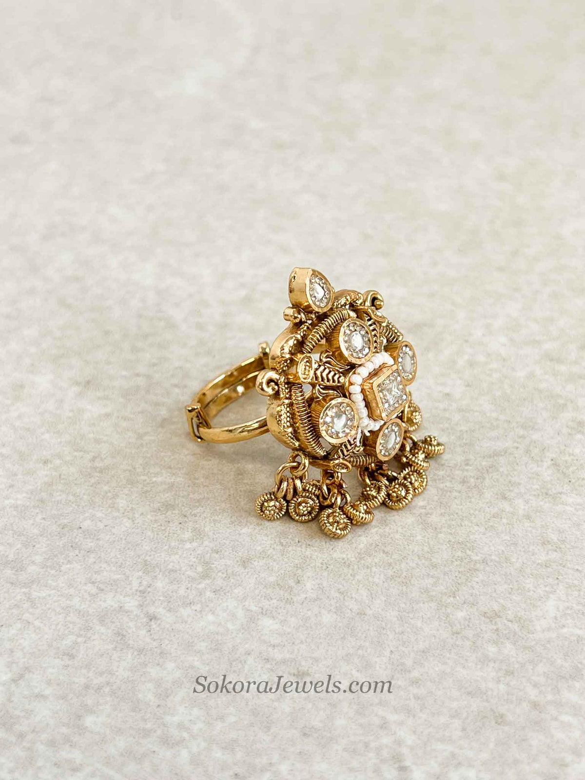 Gold Kundan Kashmiri Ring