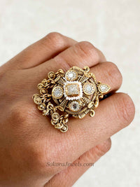 Gold Kundan Kashmiri Ring