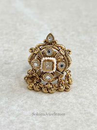 Gold Kundan Kashmiri Ring