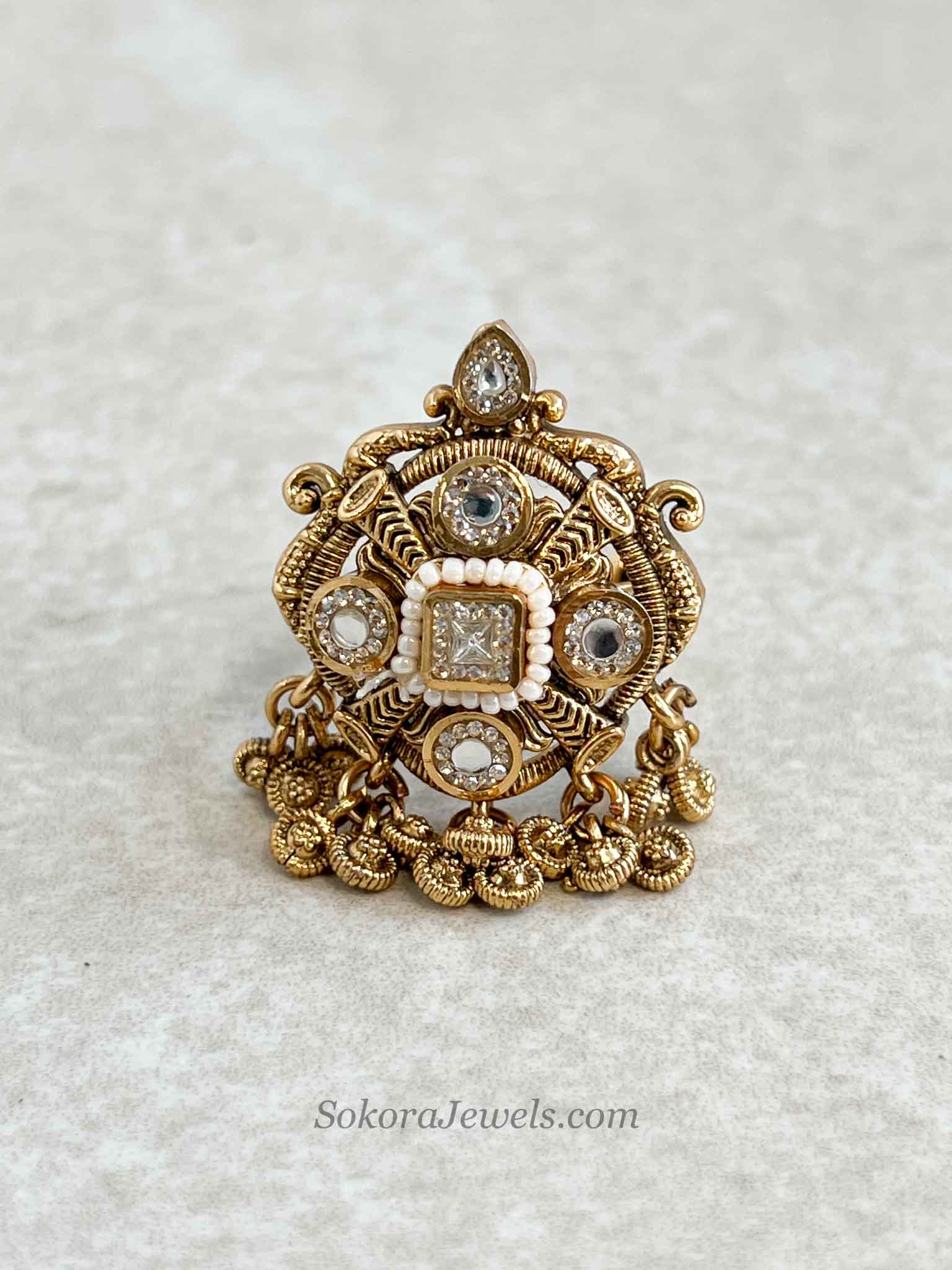 Gold Kundan Kashmiri Ring