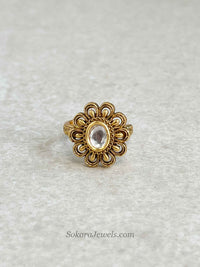 Small Floral Kundan Ring