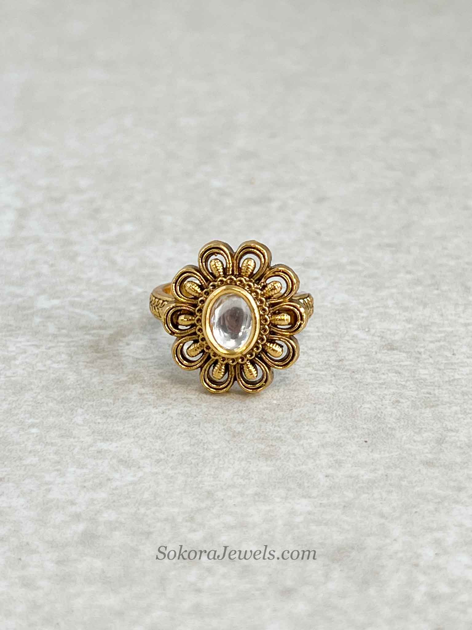 Small Floral Kundan Ring