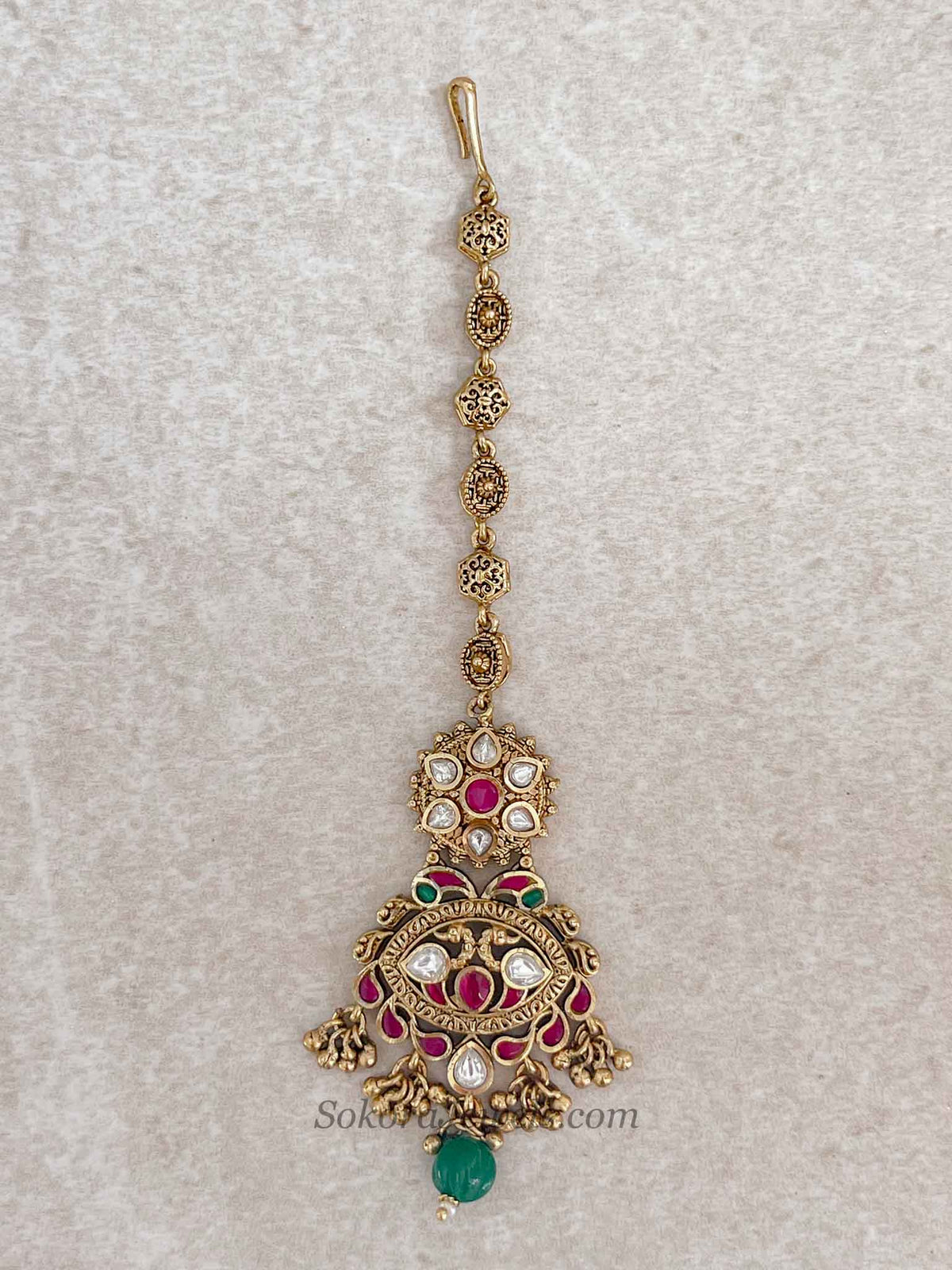 Luxury Gold Plated Kundan Bridal Tikka