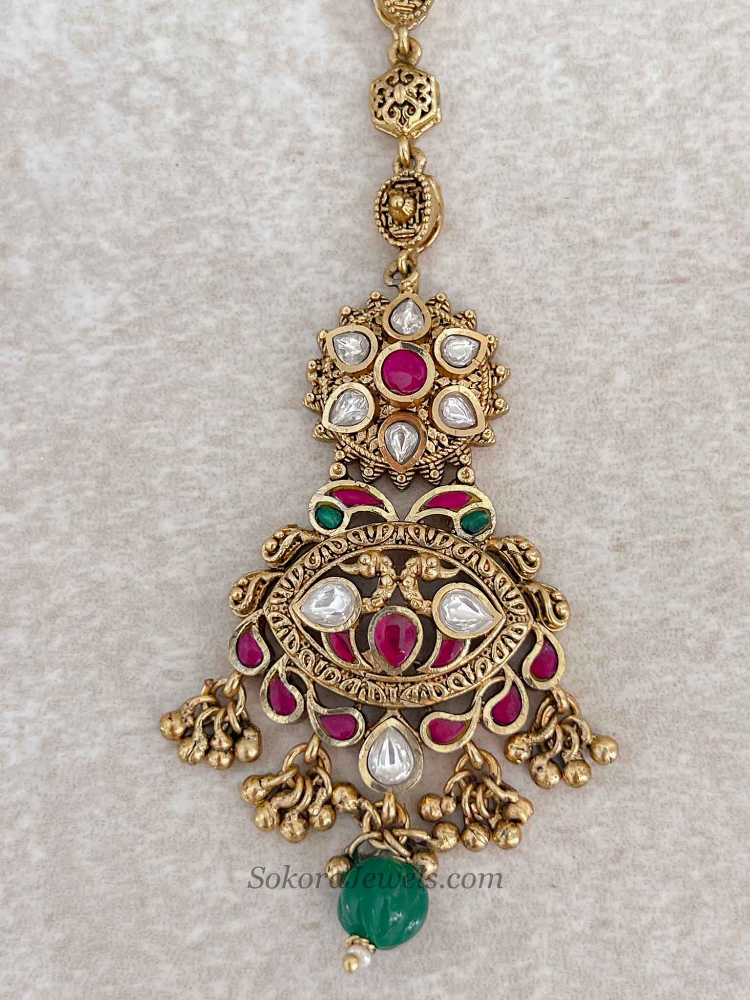 Luxury Gold Plated Kundan Bridal Tikka