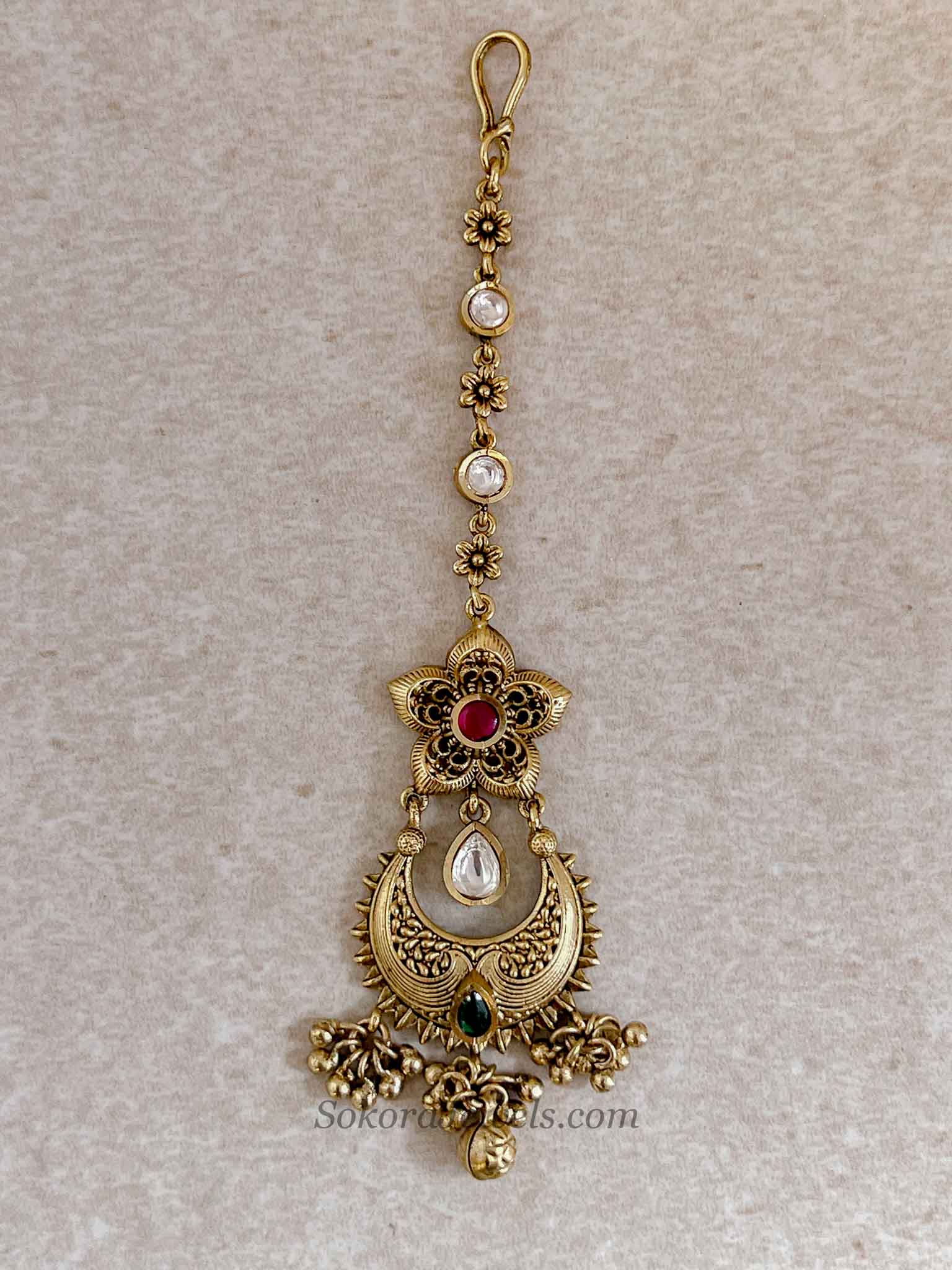 Medium Gold Plated Kundan Bridal Tikka