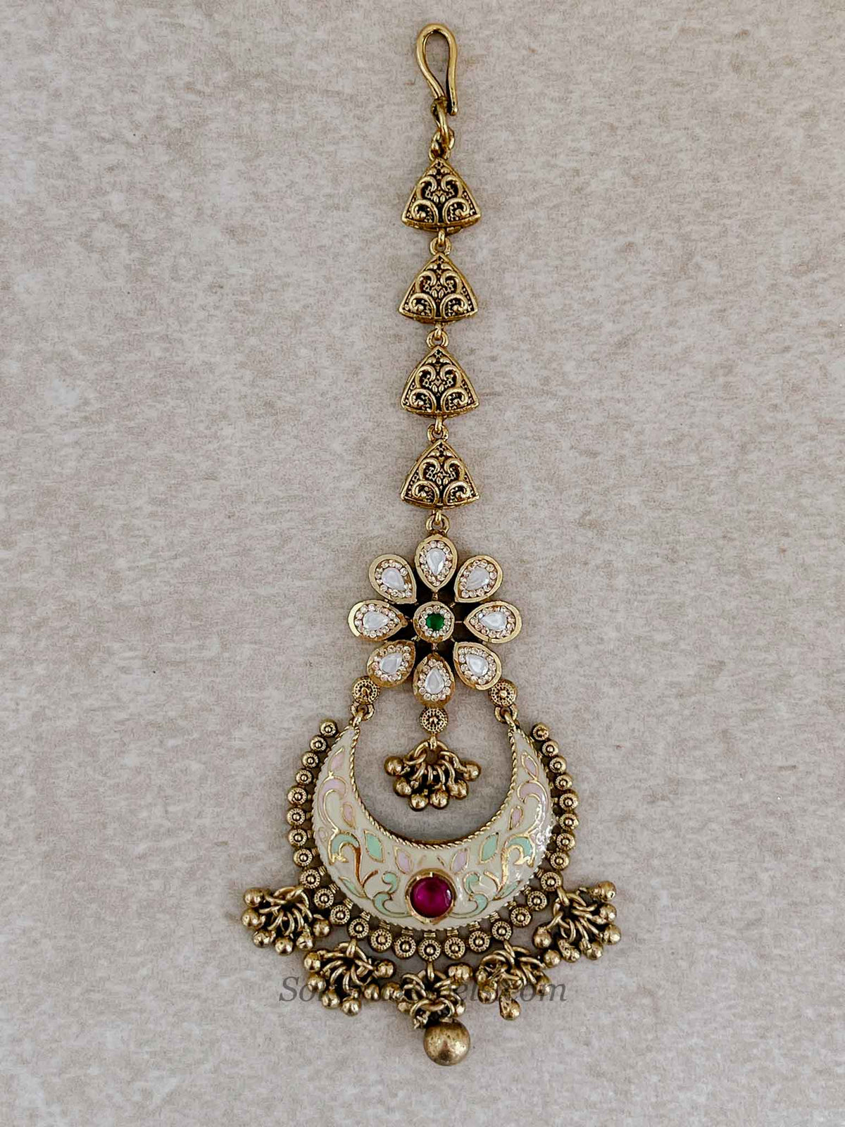 Meenakari & Kundan Floral Tikka - Pastel