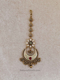 Meenakari & Kundan Floral Tikka - Pastel