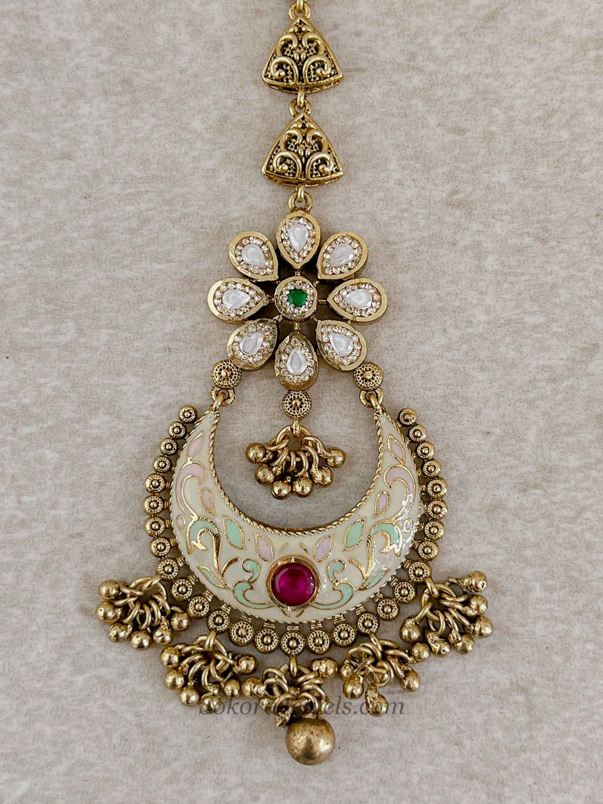 Meenakari & Kundan Floral Tikka - Pastel