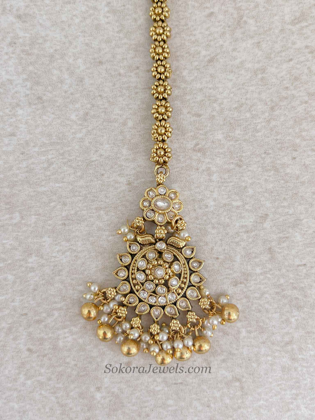 Small Floral Kundan Gold Ball Tikka