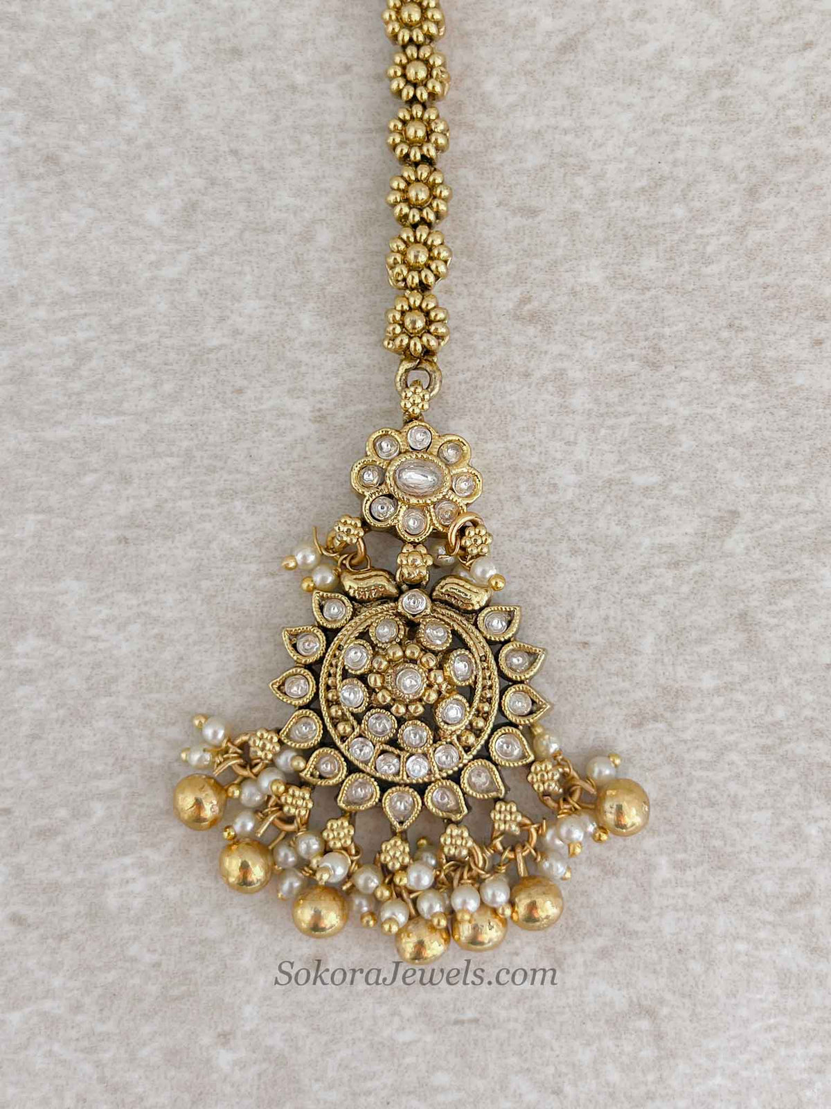 Small Floral Kundan Gold Ball Tikka