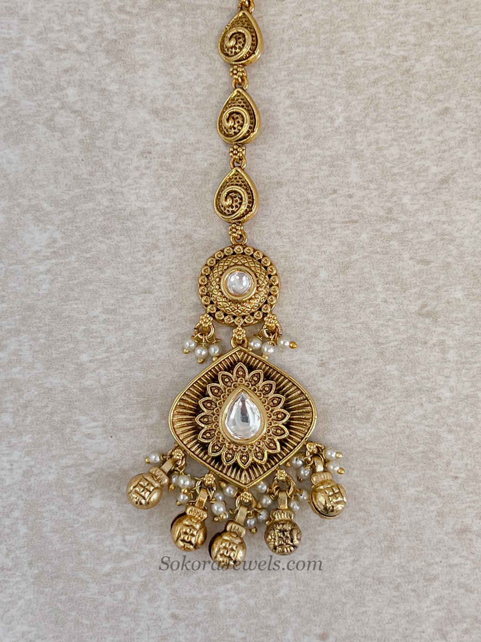 Luxury Kundan Drop Gold Ball Tikka