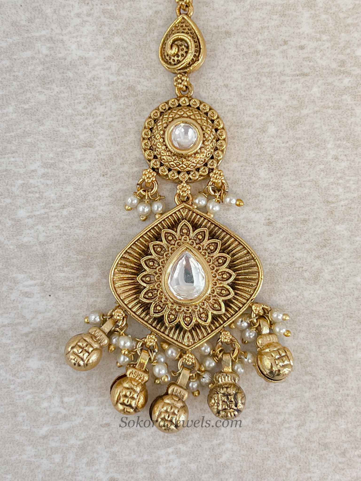 Luxury Kundan Drop Gold Ball Tikka