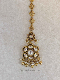 Gold Plated Floral Kundan Gold Ball Tikka