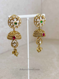 Heritage Gold Plated Peacock Motif Necklace Set – Ruby, Emerald & Kundan