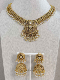 Gold Plated Kundan Pendant Necklace Set – Indian Wedding Guest Jewellery