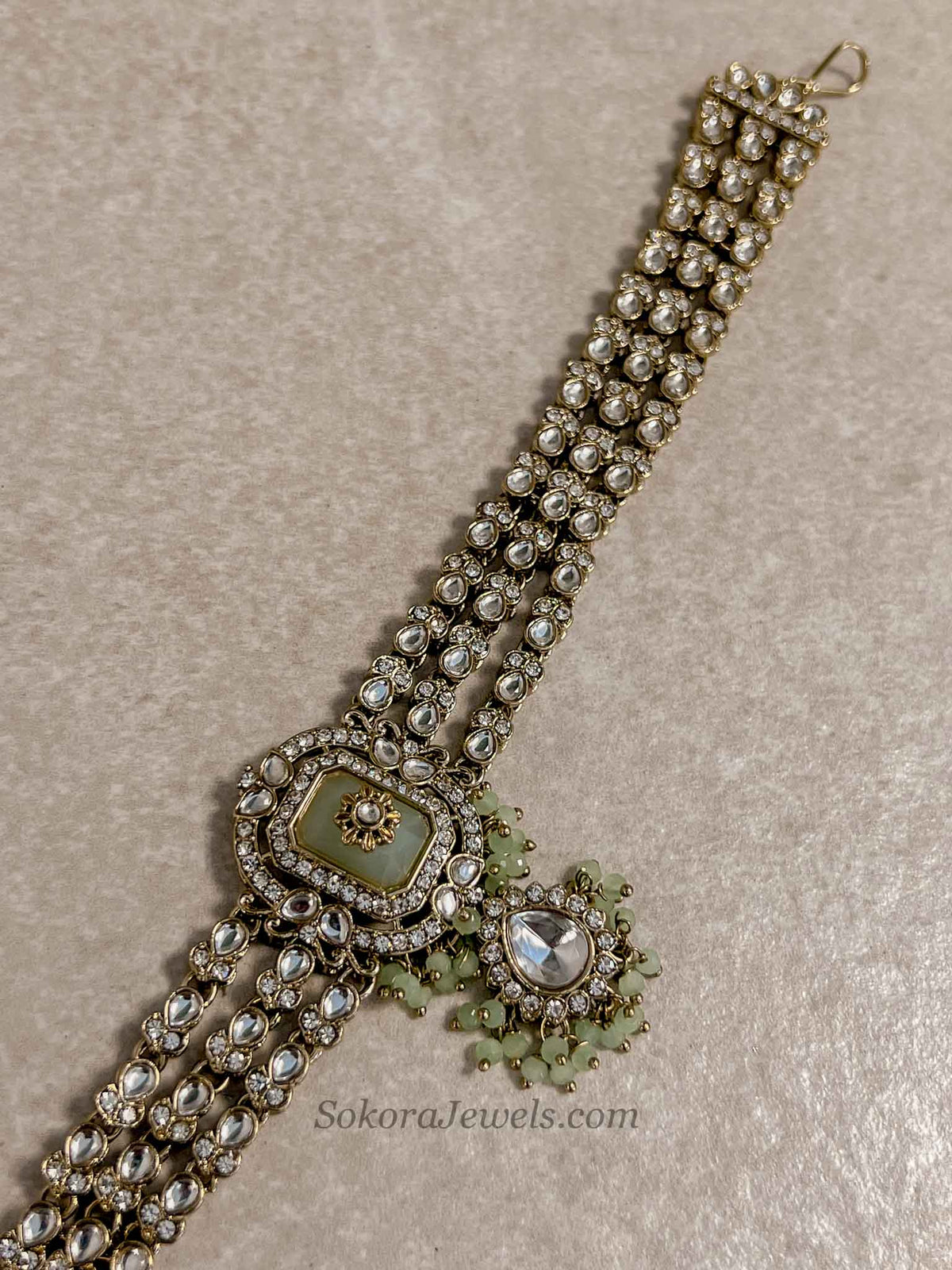 Arpana Sage Green Kundan Complete Bridal Choker set