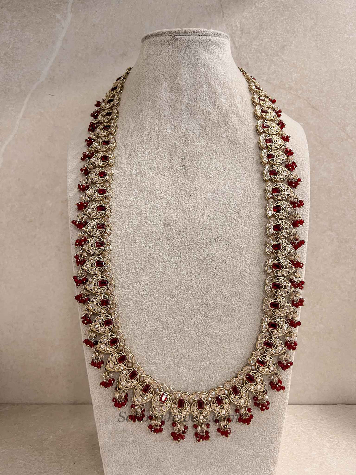 Maroon Long Bridal Haar Necklace
