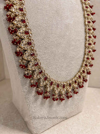 Maroon Long Bridal Haar Necklace