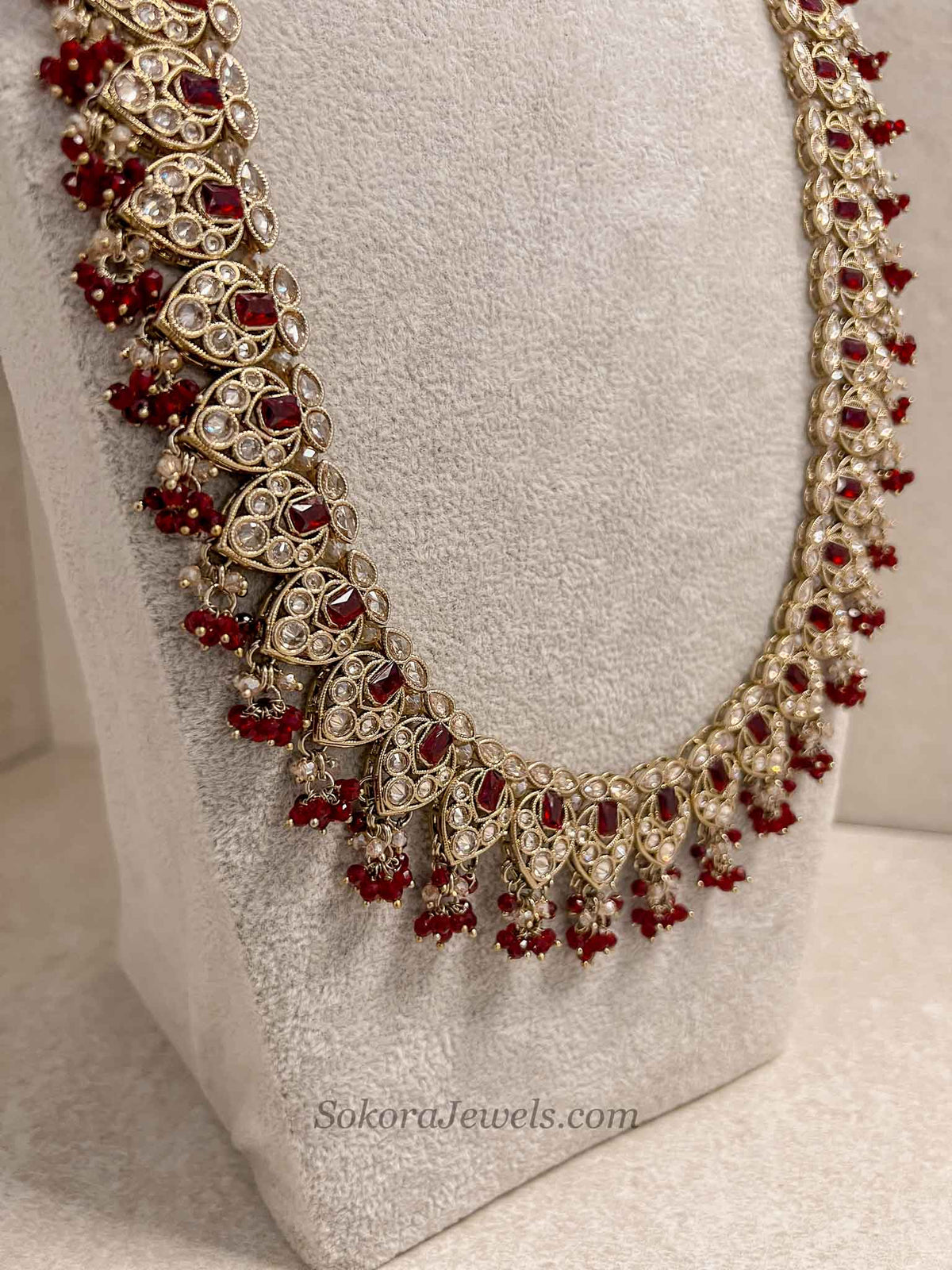 Maroon Long Bridal Haar Necklace