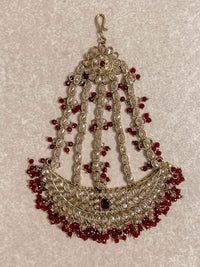 Antique Gold Maroon Jhumar