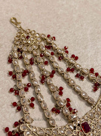 Antique Gold Maroon Jhumar