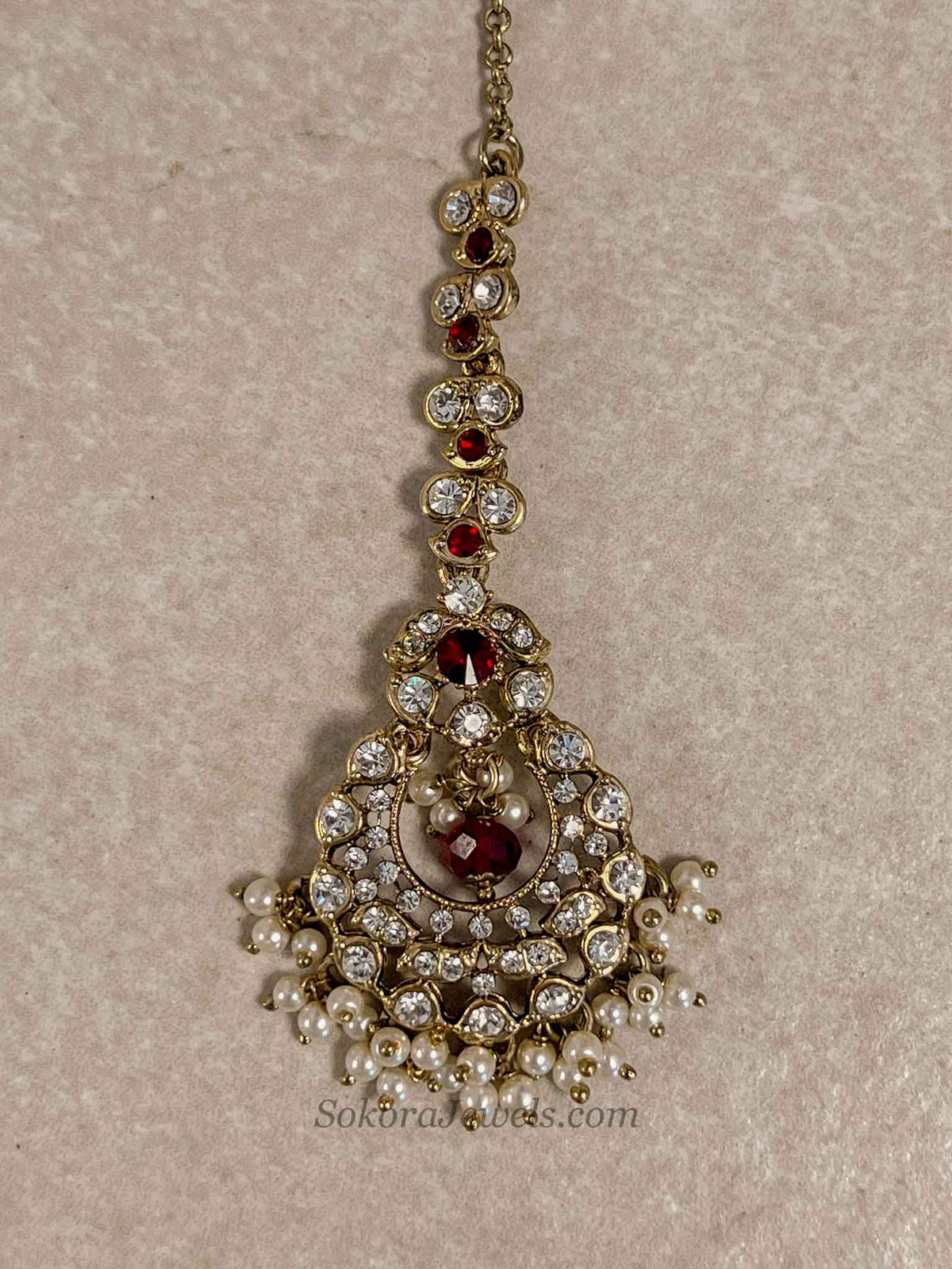 Red Necklace Set with Jhumka Earrings