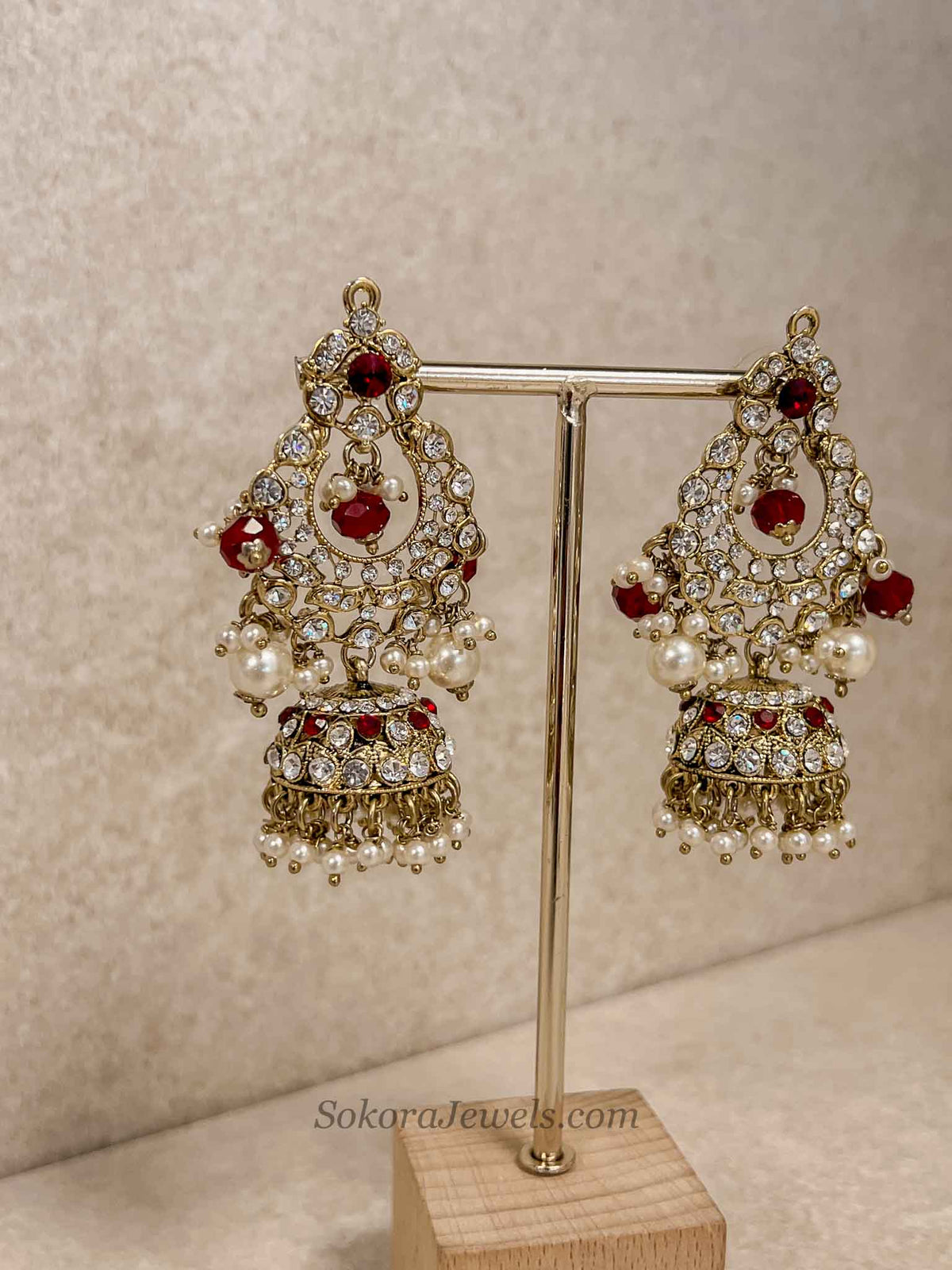 Red Necklace Set with Jhumka Earrings