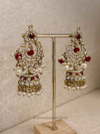 Red Necklace Set with Jhumka Earrings