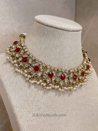 Red Necklace Set with Jhumka Earrings