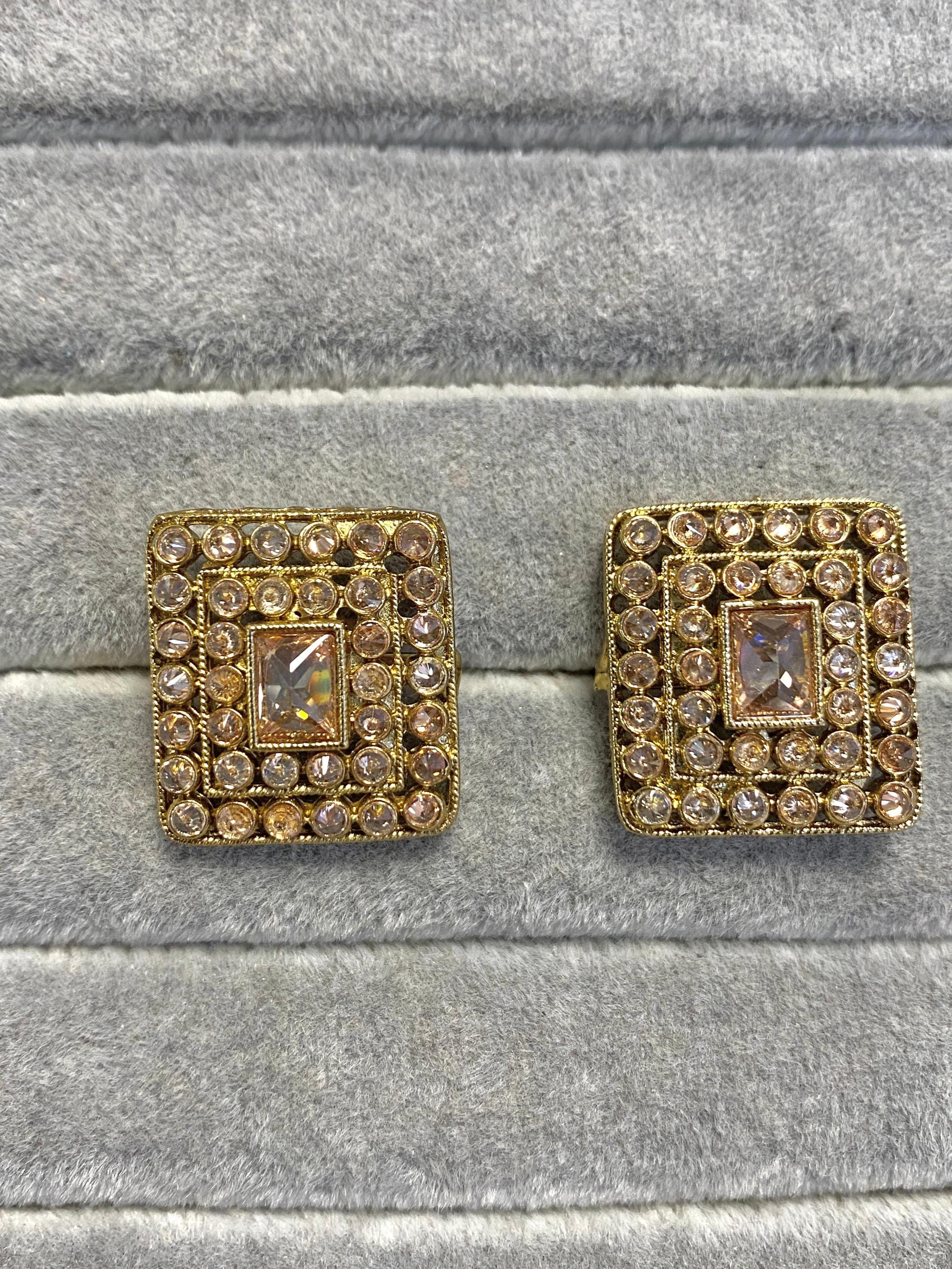 Antique Gold Earrings Tops - Golden