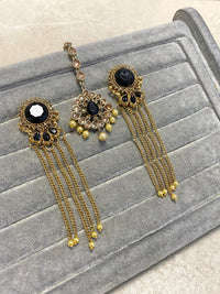 Antique Earrings & Tikka set - Black