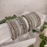 Small Bejewelled Bangle Set - Silver