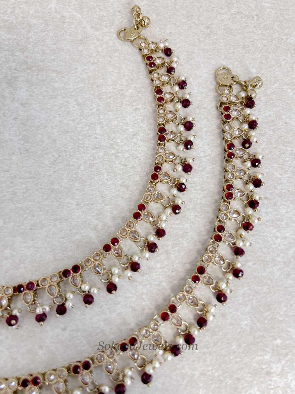 Maroon Bead Anklets