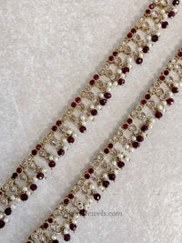 Maroon Bead Anklets