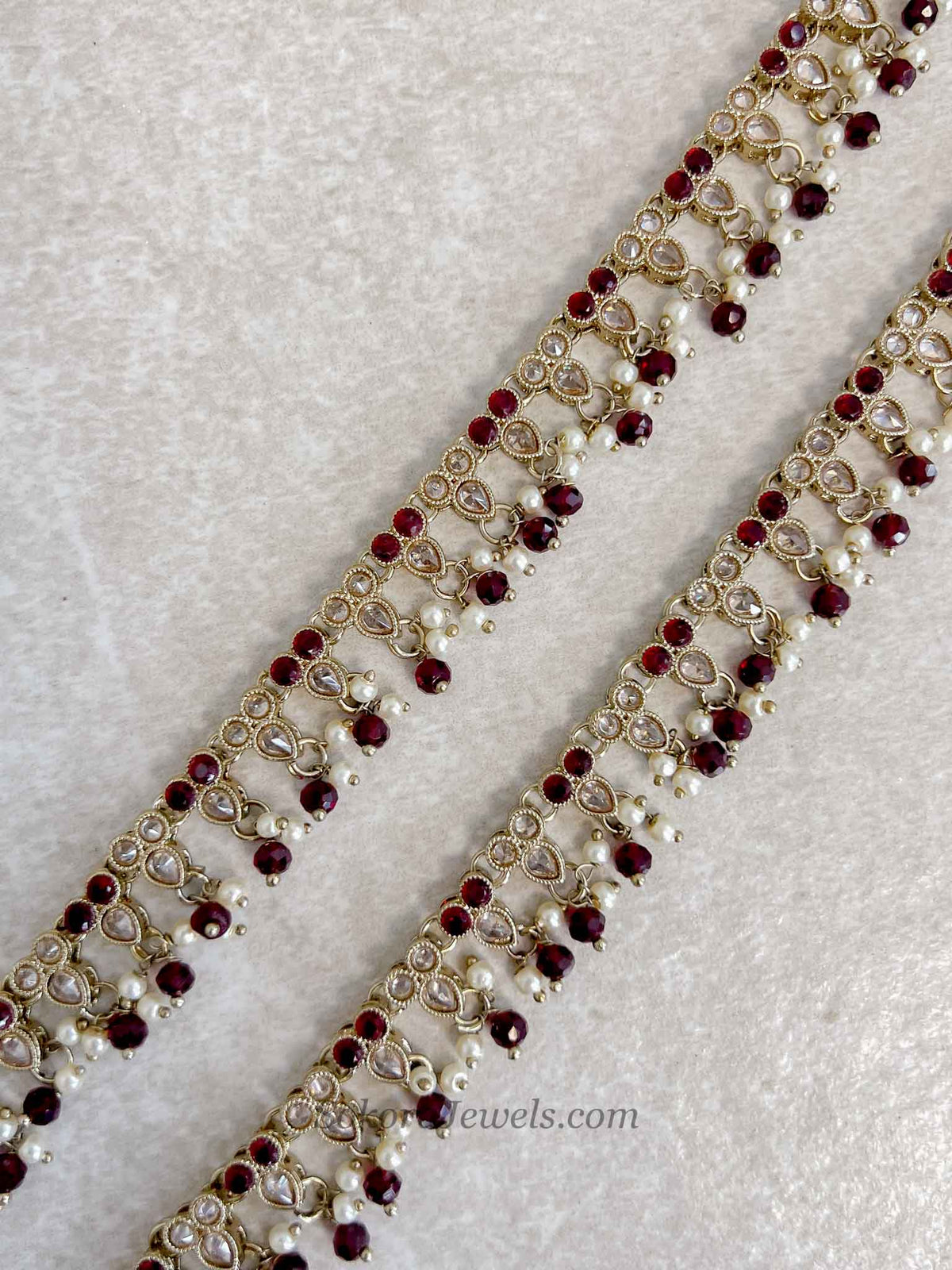 Maroon Bead Anklets