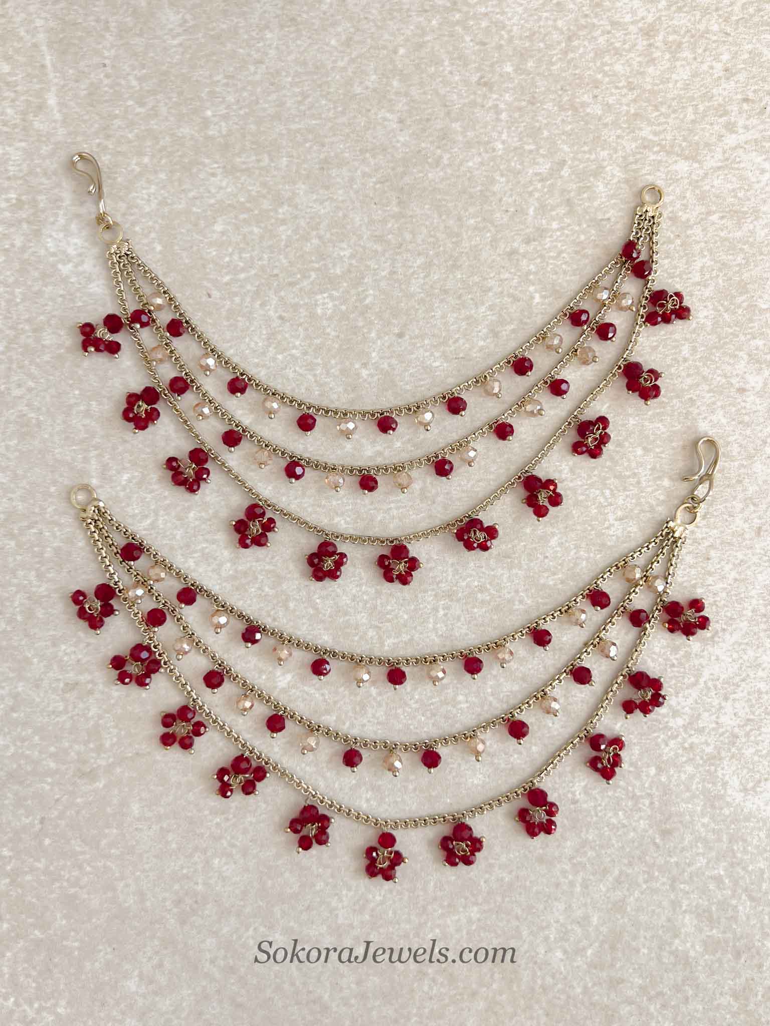 Maroon Earring chains