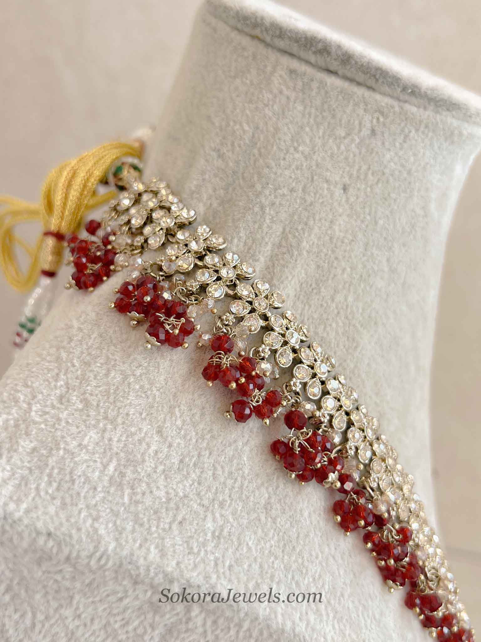 Amelia Long Haar Necklace - Maroon
