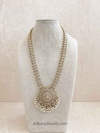 Antique Gold Long Necklace - White