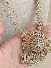 Antique Gold Long Necklace - White