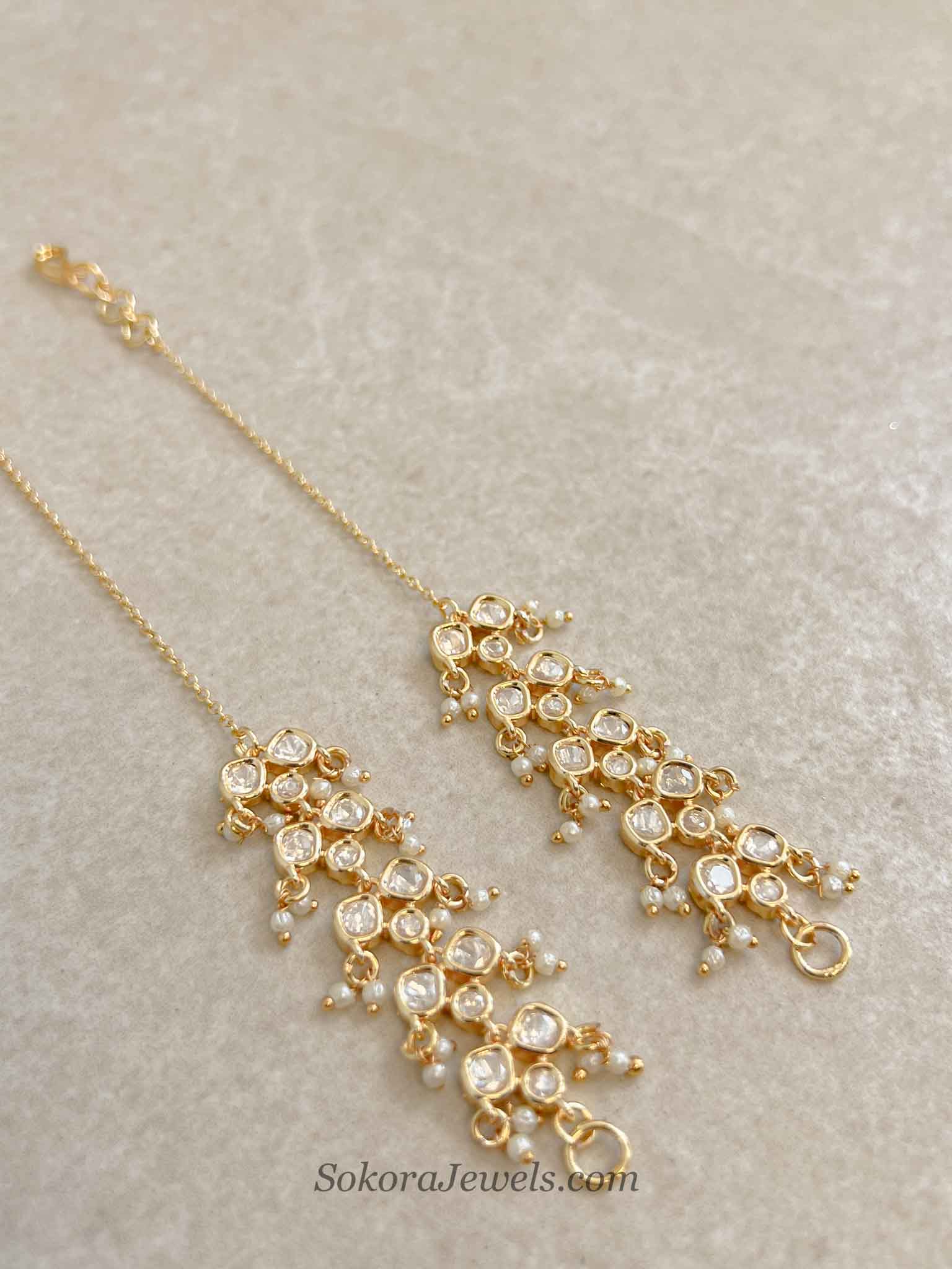 Gold Plated Kundan Earring Support Chains (Sahare)