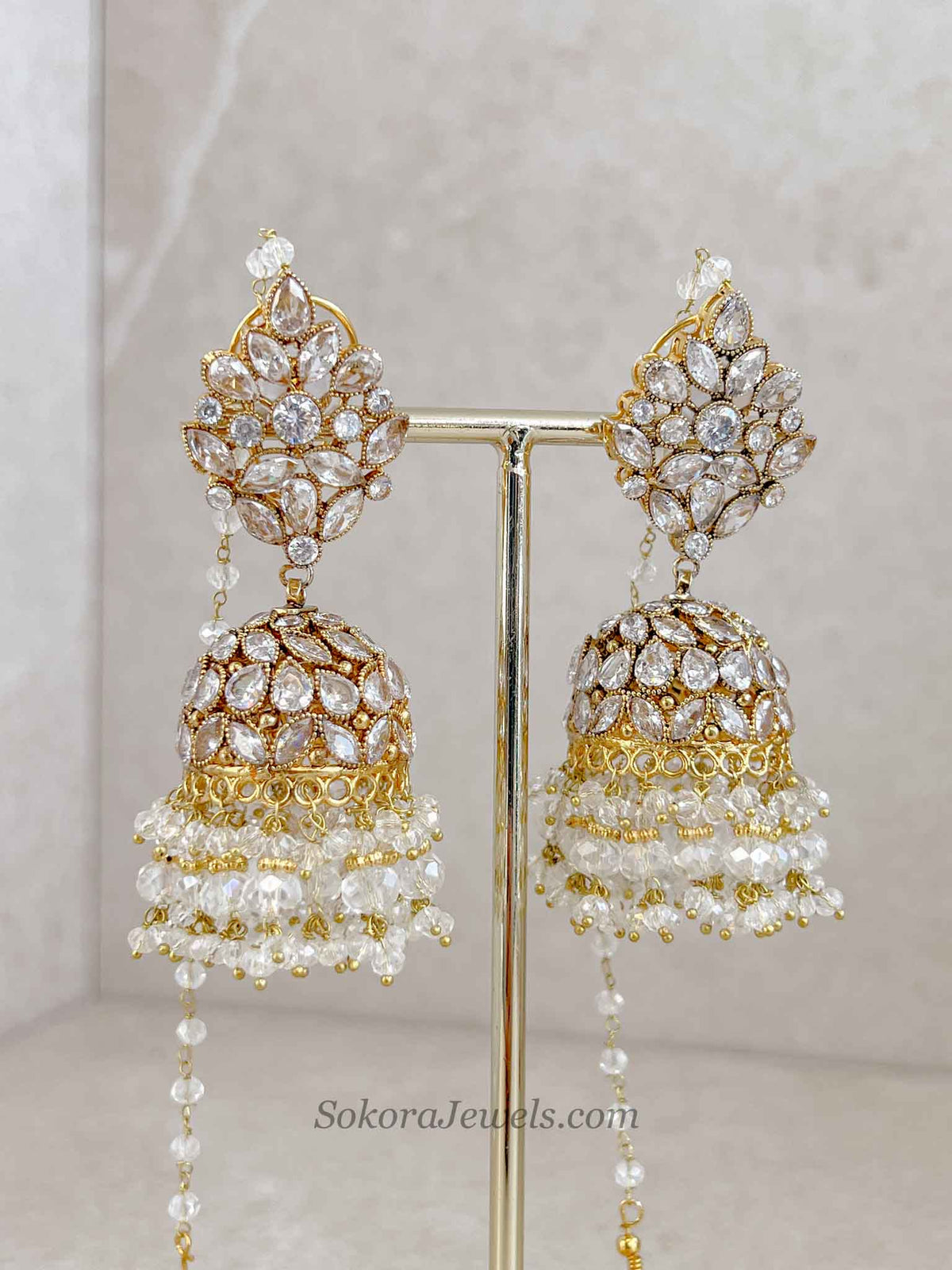 Mahira Gold Plated & Zircon Jhumkas