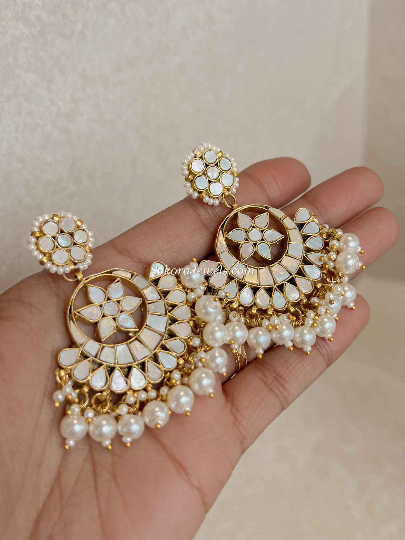 Gold Plated Mother of Pearl Earrings